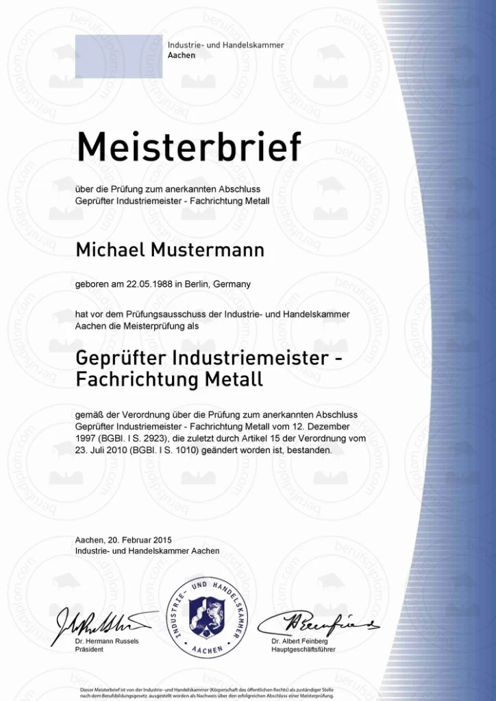 IHK Meisterbrief kaufen