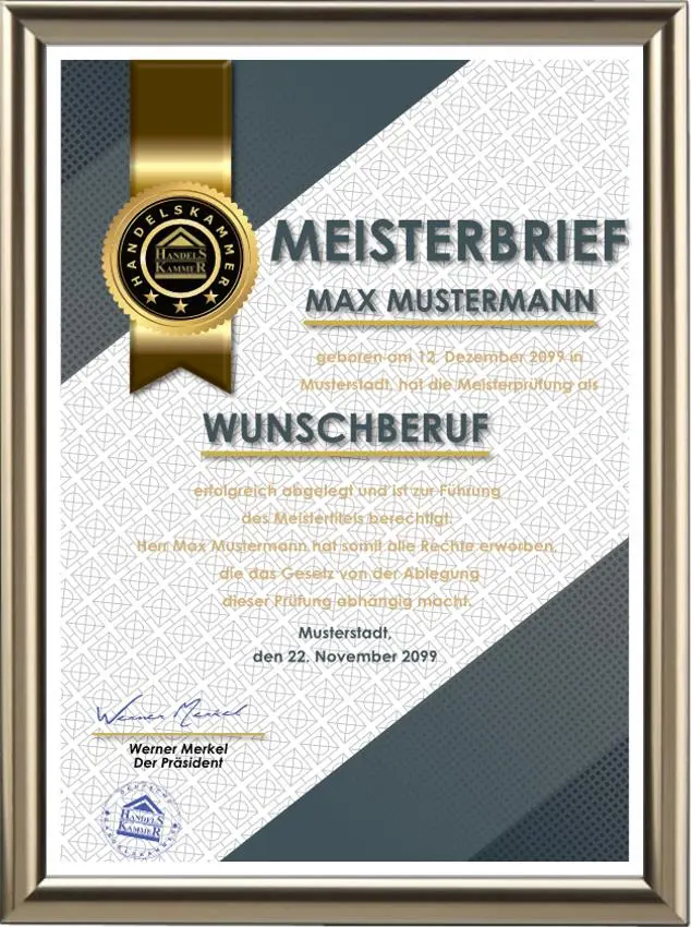 Meisterbrief mit Eintragung kaufen