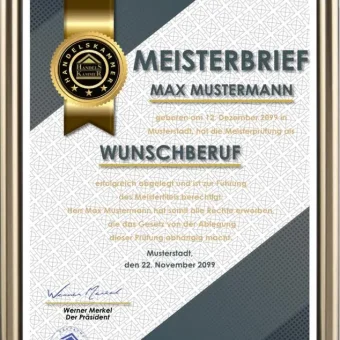 Meisterbrief mit Eintragung kaufen